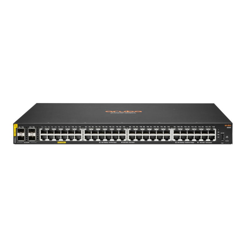 HPE Aruba Networking CX 6000 48G Class4 PoE 4SFP 370W Switch – 52-Port Managed PoE+ Switch