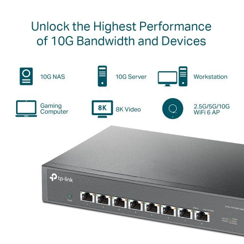 TP-Link TL-SX1008 network switch Unmanaged 10G Ethernet (100/1000/10000) 1U Black
