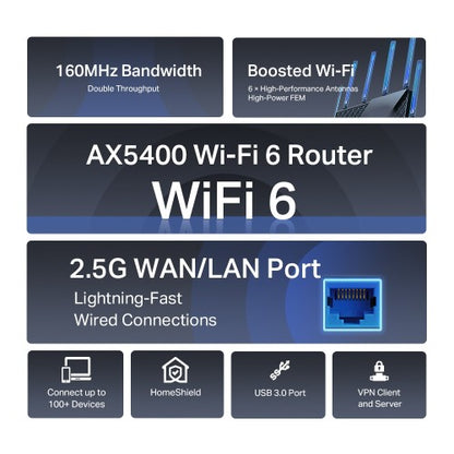 TP-Link Archer AX72 Pro wireless router Gigabit Ethernet Dual-band (2.4 GHz / 5 GHz) Black