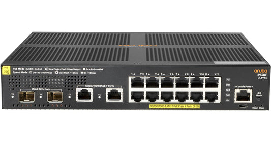 HPE Aruba 2930F 12G PoE+ 2G 2SFP Switch – 16-Port Managed Gigabit Switch