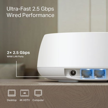 TP-Link DECO BE25(1-PACK) mesh wi-fi system Dual-band (2.4 GHz / 5 GHz) Wi-Fi 7 (802.11be) White 2 Internal