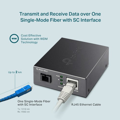 TP-Link TL-FC311B-2 network media converter 1000 Mbit/s Single-mode Black