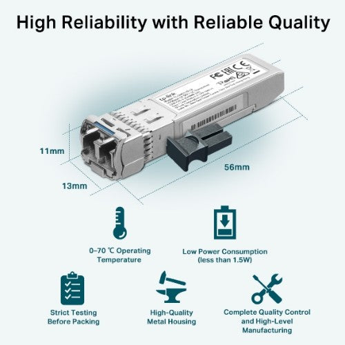 TP-Link Omada TL-SM5110-LR network transceiver module Fiber optic 10000 Mbit/s SFP+ 1310 nm