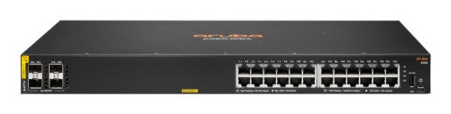 HPE Aruba Networking Aruba 6100 24G Class4 PoE 4SFP+ 370W Managed L3 Gigabit Ethernet (10/100/1000) Power over Ethernet (PoE) 1U Black