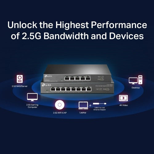 TP-Link TL-SG108-M2 network switch Unmanaged 2.5G Ethernet (100/1000/2500) Black