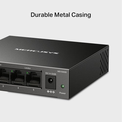 Mercusys MS105GS network switch Unmanaged Gigabit Ethernet (10/100/1000) Black