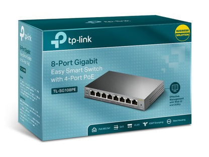 TP-Link TL-SG108PE Managed L2 Gigabit Ethernet (10/100/1000) Power over Ethernet (PoE) Black